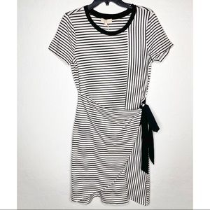 &.Layered Striped Wrap Tie Front T-Shirt Dress S